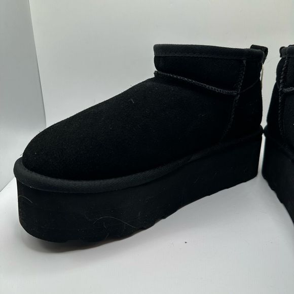 CUSHIONAIRE Women's Genuine Suede pull platform boot +Memory Foam 8 BLACK - Picture 7 of 7